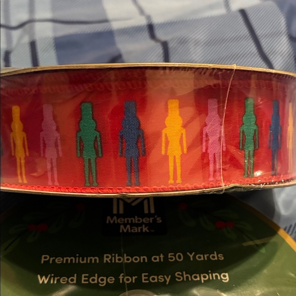 NWT Member’s Mark Red Wired Edge Nutcracker Ribbon 50 yards Christmas Holiday